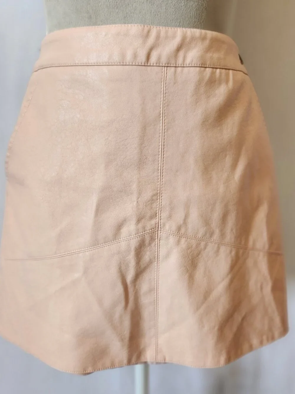 Lulus Size Small Harley Blush Pink Vegan Leather Lined Pockets Zip Mini Skirt
